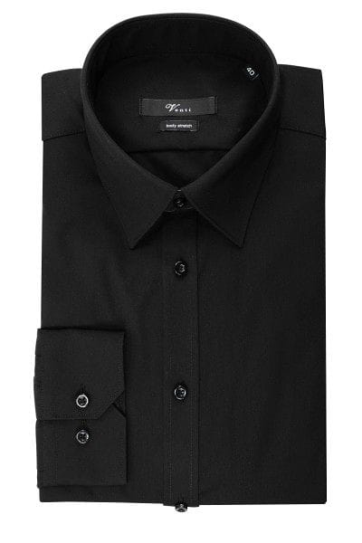 Venti Hemd - Body Fit - schwarz, Einfarbig