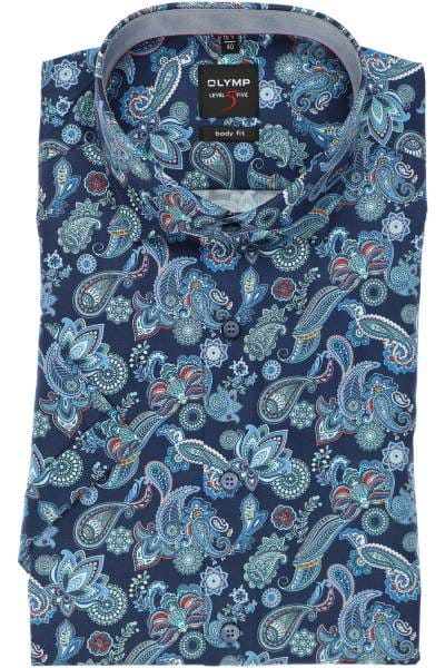 OLYMP Level Five Body Fit Hemd blau/rot, Paisley