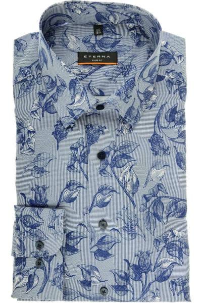ETERNA Slim Fit Hemd blau/weiss, bedruckt