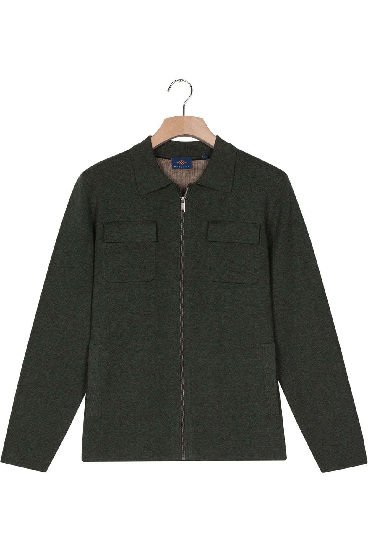 Baileys Regular Fit Cardigan zip green | Businesshemden.com