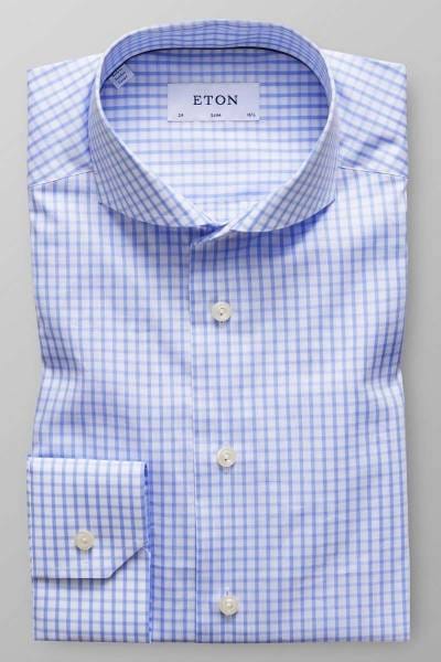 Eton Slim Fit Hemd hellblau/weiss, Kariert