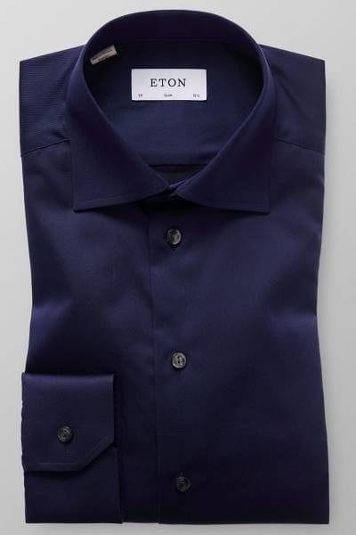Eton Hemd - Slim Fit - marine, Einfarbig