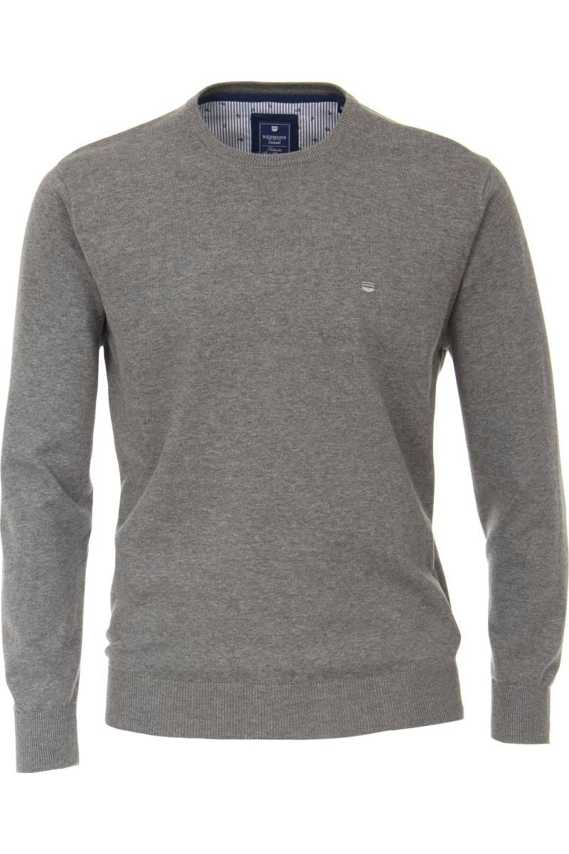 Redmond Casual Regular Fit Pullover Rundhals grau, Einfarbig