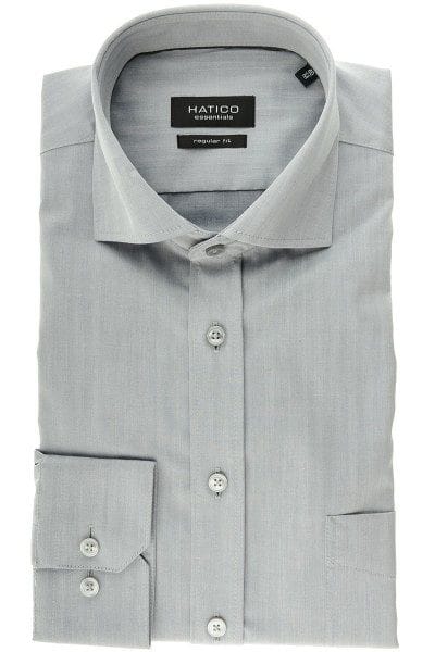 Hatico Hemd - Regular Fit - silber, Einfarbig