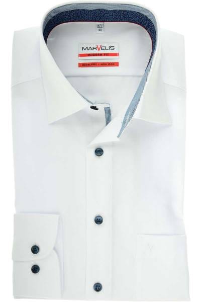 Marvelis Modern Fit Hemd weiss, Einfarbig