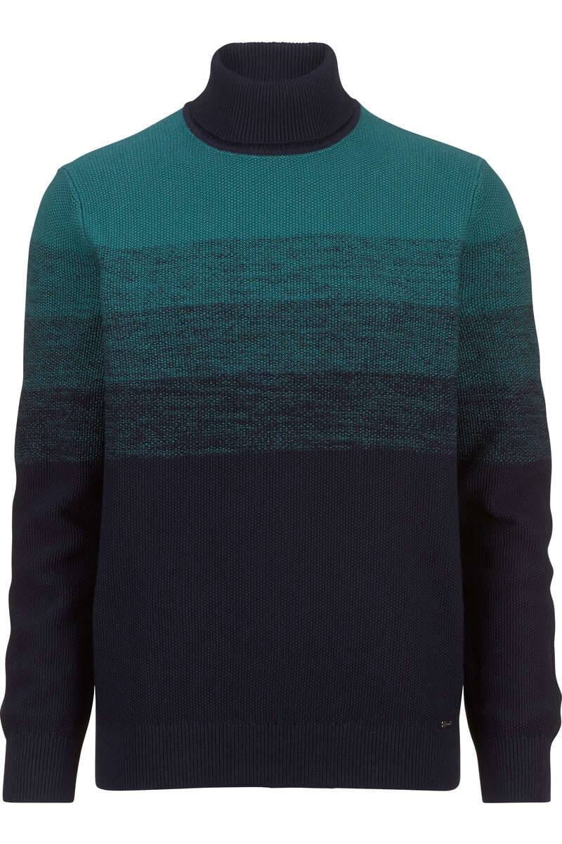 Olymp Casual Modern Fit Turtleneck jumper emerald, Striped