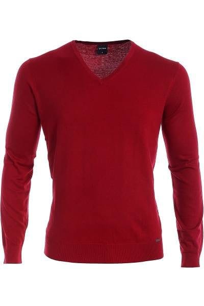 Olymp Strickpullover V-Ausschnitt Pullover - rot