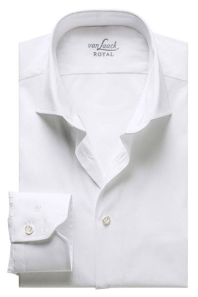 van Laack Hemd - Tailor Fit - Haifischkragen in Langarm (68cm) - Bügelleicht - weiss, Einfarbig