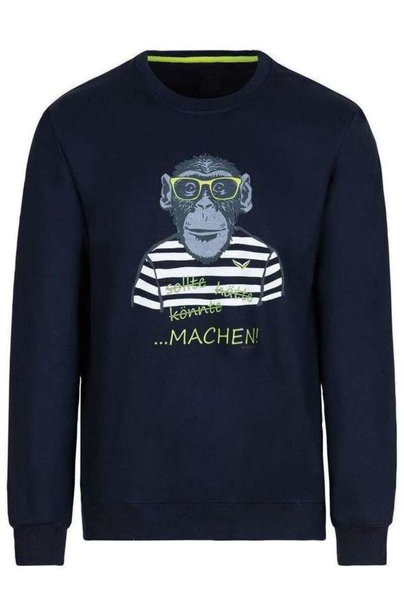 TRIGEMA Comfort Fit Sweatshirt Rundhals navy, bedruckt M TRIGEMA Comfort Fit Sweatshirt Rundhals navy, bedruckt M