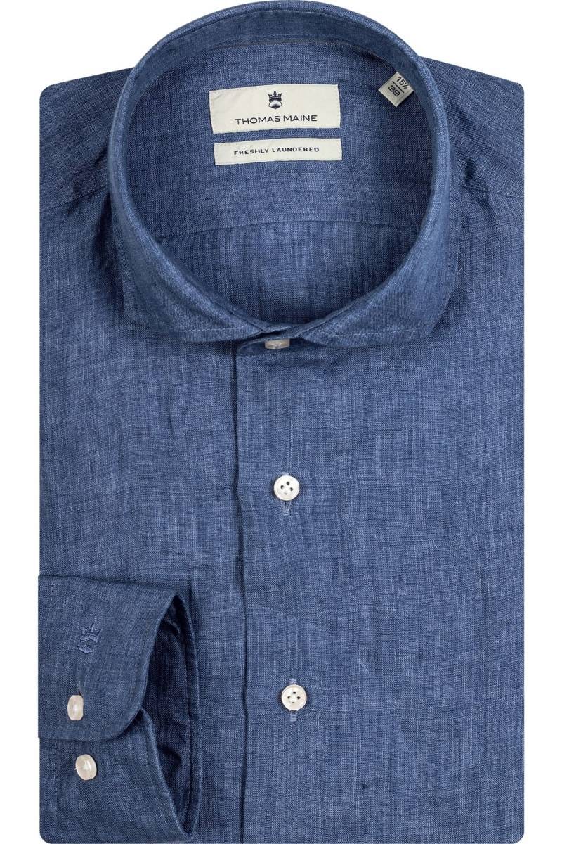 Thomas Maine Tailored Fit linen shirt dark blue, One Colour