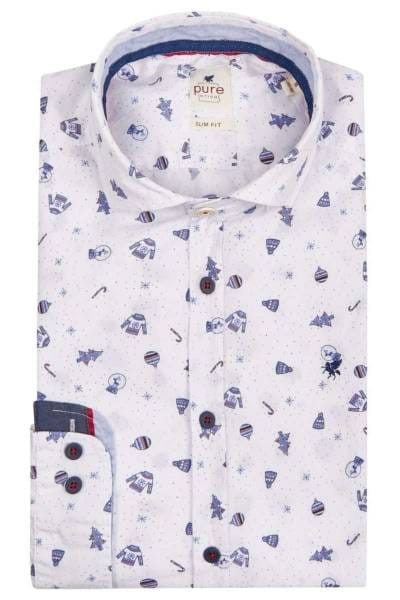 Pure Slim Fit Hemd rot, Gemustert