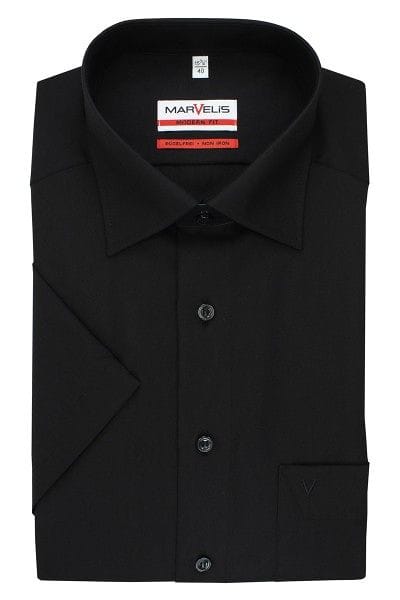 Marvelis Hemd - Modern Fit - schwarz, Einfarbig