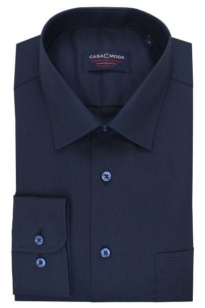 Casa Moda Hemd - Comfort Fit - dunkelblau, Einfarbig