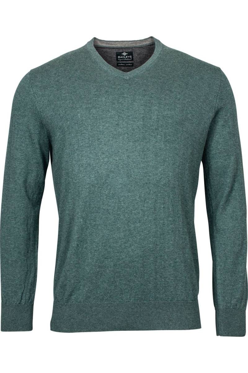 Baileys Regular Fit Herren Trui V-hals groen, Effen