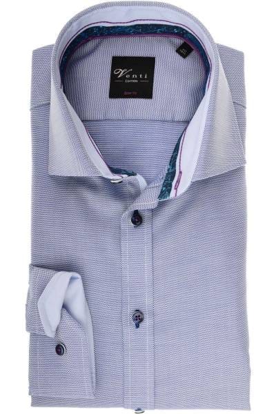 Venti Body Fit Hemd blau/weiss, Strukturiert