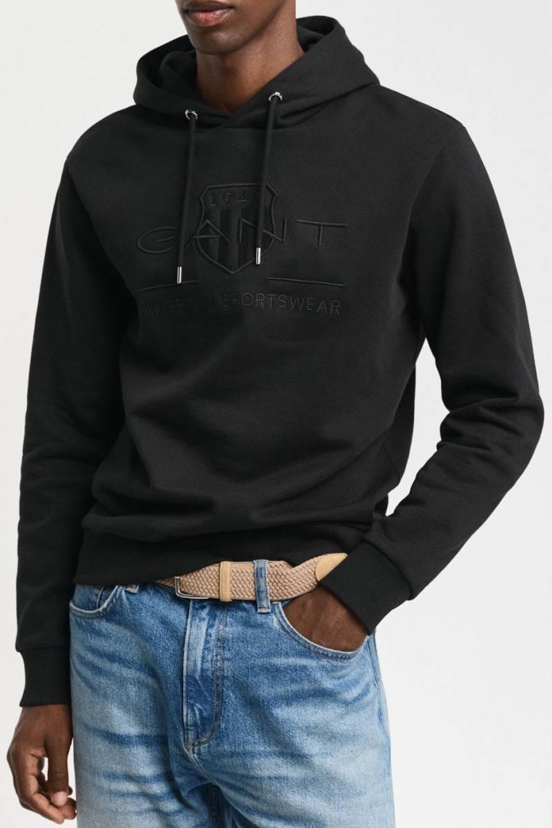 GANT Sweat à capuche noir FR-BE
