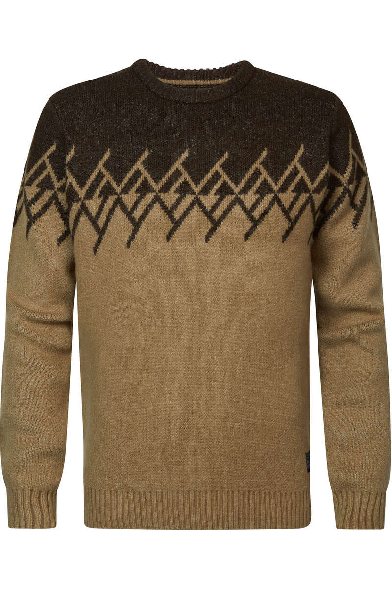 Baxboy Herenpullover, modern, fijn gebreid, slim fit, lange mouw, ronde hals BB-52132, blauw, S