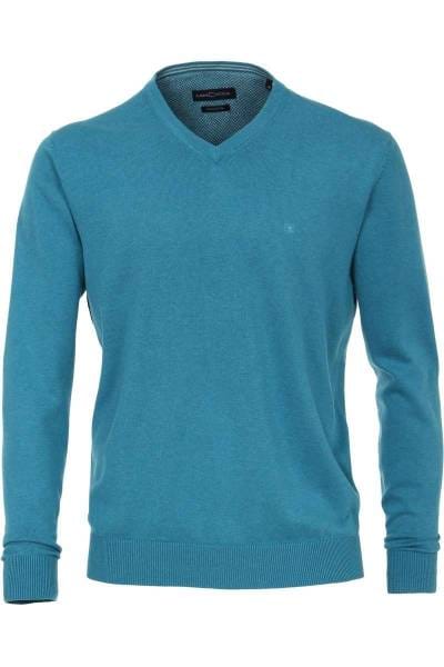 Casa Moda Strickpullover V-Auschnitt türkis, einfarbig