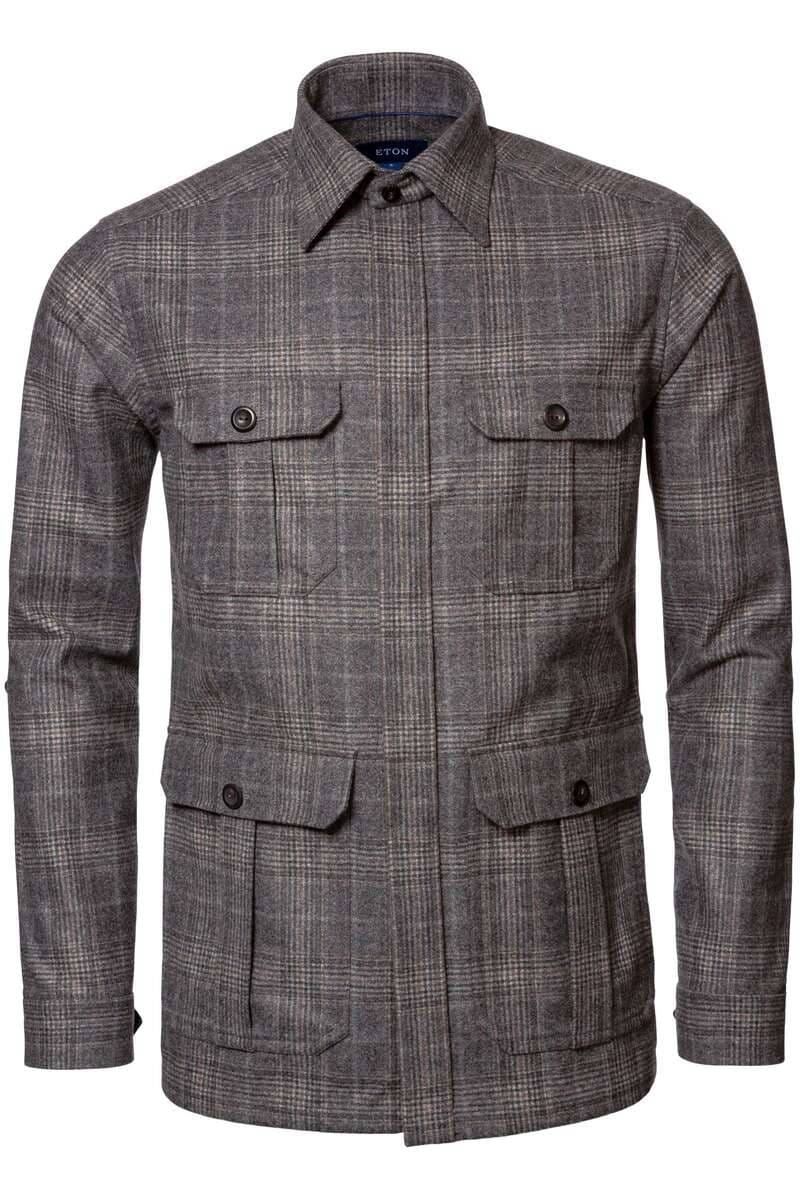 ETON Relaxed Fit Hemdjacke grau, Kariert