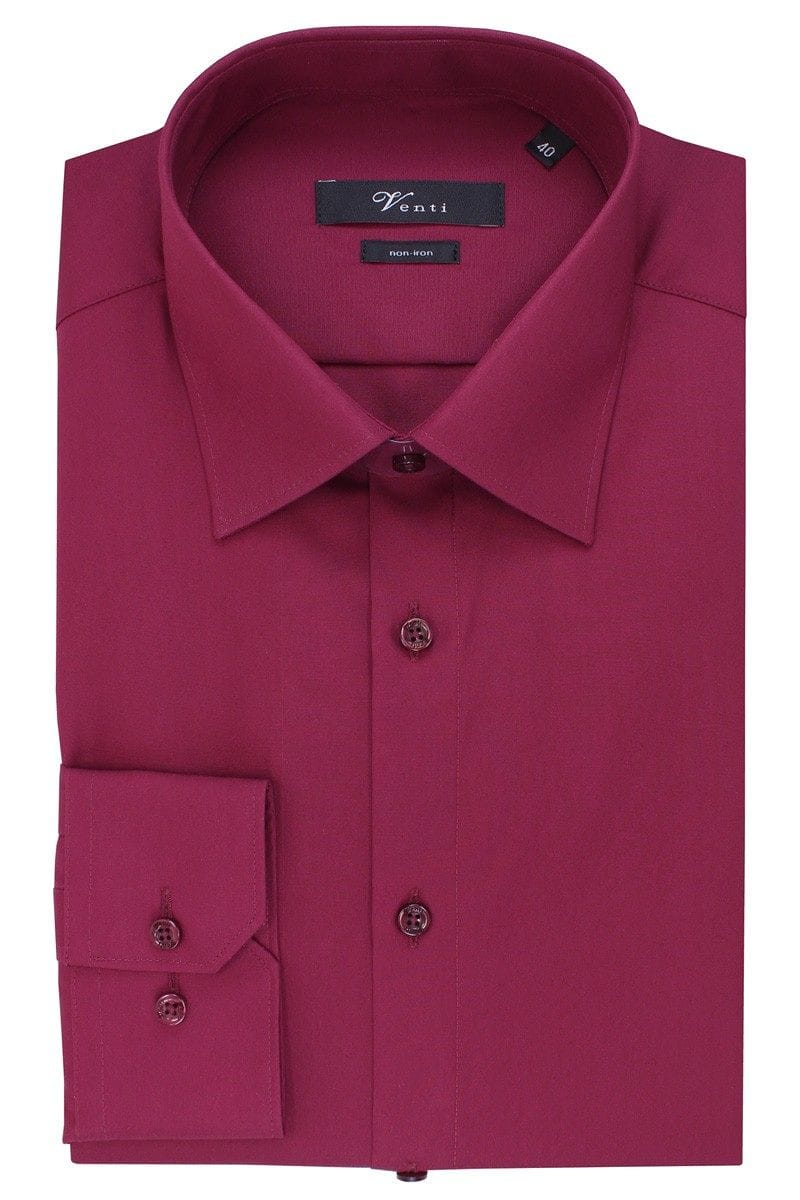 Venti Hemd - Slim Fit - dunkelrot, Einfarbig