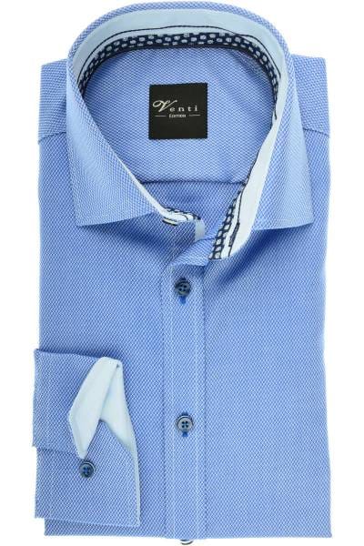 Venti Slim Fit Hemd blau/silber, Strukturiert