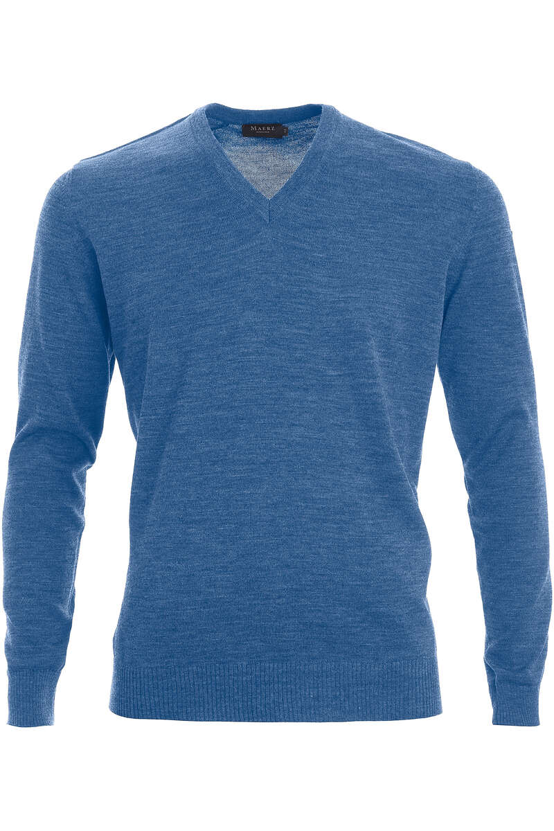 MAERZ Classic Fit Pullover V-Ausschnitt eisblau, einfarbig 52 MAERZ Classic Fit Pullover V-Ausschnitt eisblau, einfarbig 52