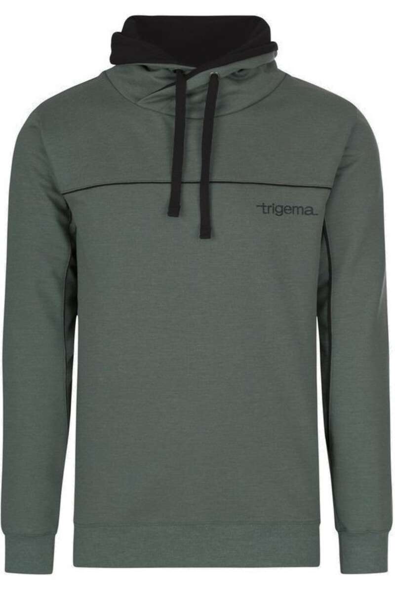 TRIGEMA Slim Fit Kapuzen Sweatshirt oliv, einfarbig M TRIGEMA Slim Fit Kapuzen Sweatshirt oliv, einfarbig M