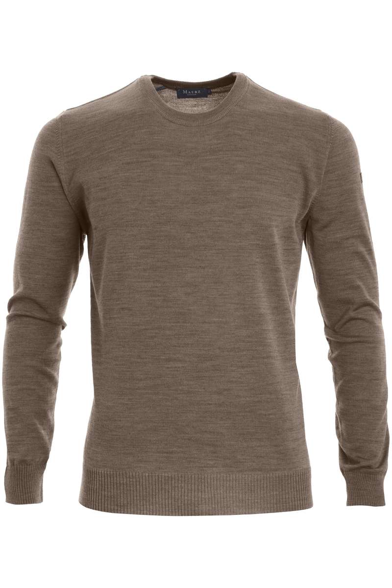 MAERZ Strickpullover Classic Fit Rundhals hellbraun, einfarbig MAERZ Strickpullover Classic Fit Rundhals hellbraun, einfarbig