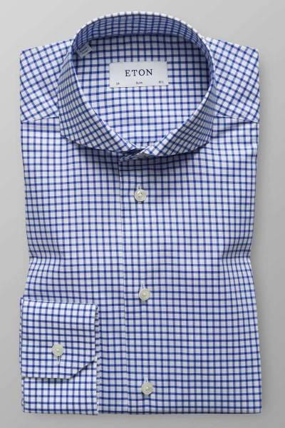 Eton Slim Fit Hemd blau/weiss, Kariert
