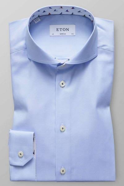 Eton Super Slim Hemd hellblau, Einfarbig