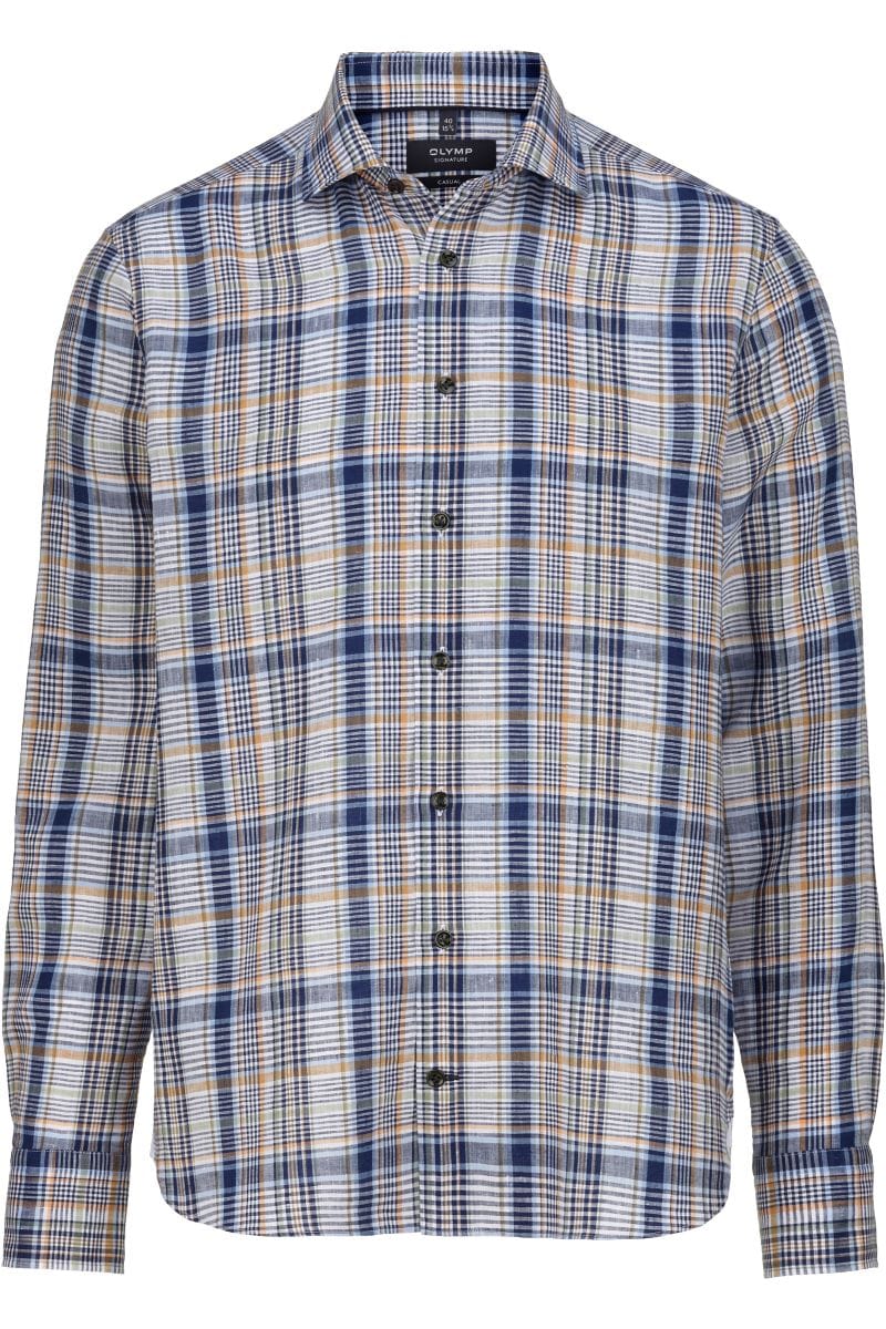 Chemise manches longues uni ou carreaux coton Bleu Chemise manches longues uni ou carreaux coton Bleu