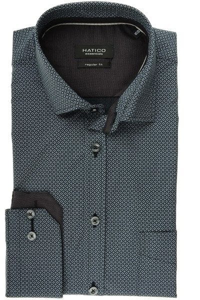Hatico Hemd - Regular Fit - schwarz, Gemustert