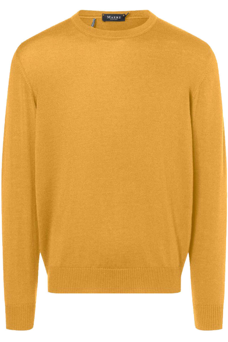 MAERZ Classic Fit Pullover Rundhals gelb, einfarbig 50 MAERZ Classic Fit Pullover Rundhals gelb, einfarbig 50
