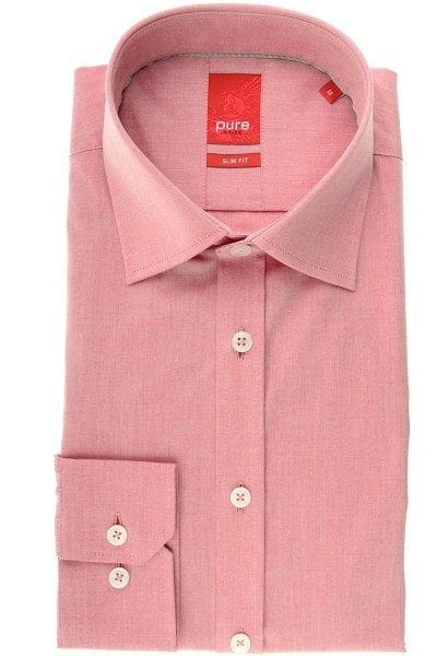 Pure Hemd - Slim Fit - rot, Einfarbig