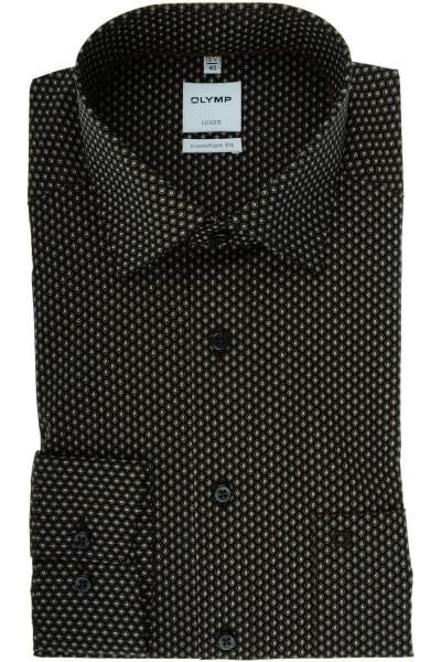 Olymp Luxor Comfort Fit Hemd schwarz/braun, Gemustert