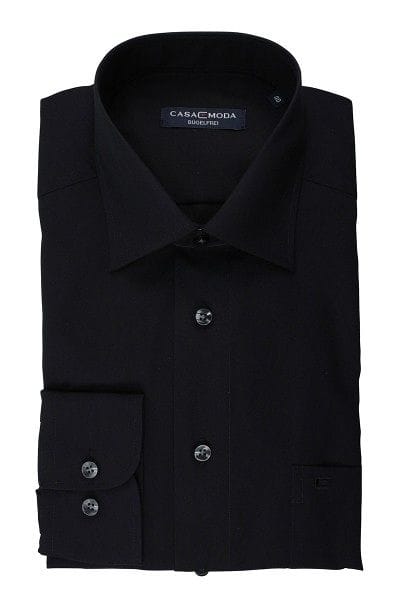 Casa Moda Hemd - Comfort Fit - schwarz, Einfarbig