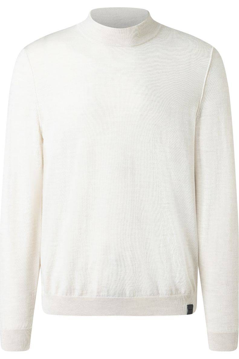 MAERZ Modern Fit Pullover Stehkragen ecru, Einfarbig