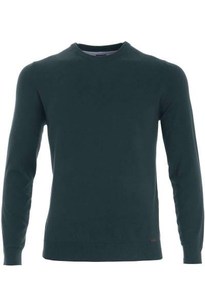 OLYMP Strickpullover Rundhals kristallgrün, einfarbig