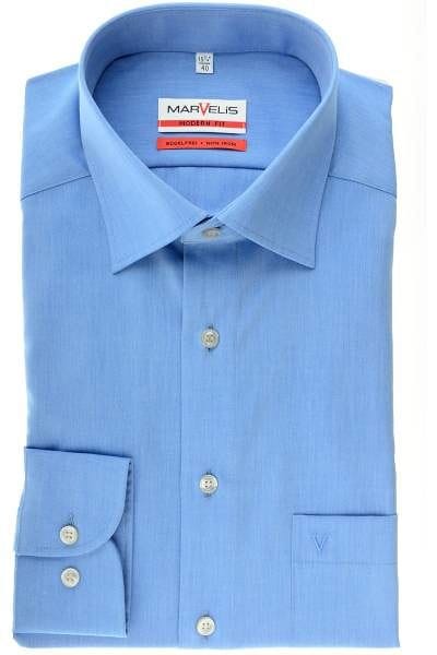 Marvelis Hemd - Modern Fit - ausstatterblau, Einfarbig