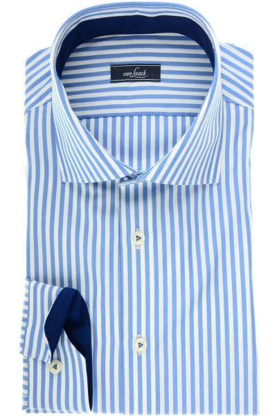 van Laack Slim Fit Hemd blau/weiss, Gestreift