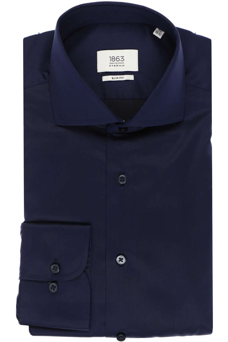 ETERNA 1863 Slim Fit Hemd dunkelblau, Einfarbig 40 - M
