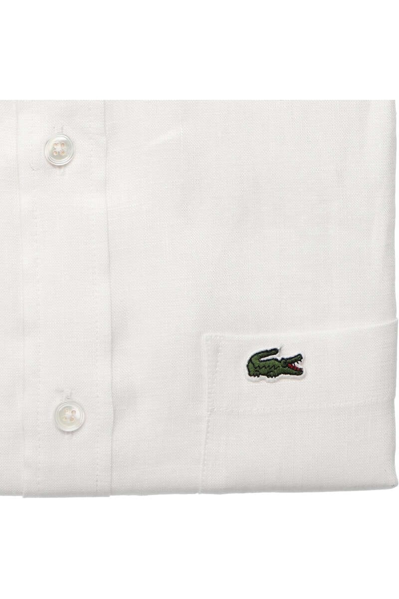 lacoste white linen shirt