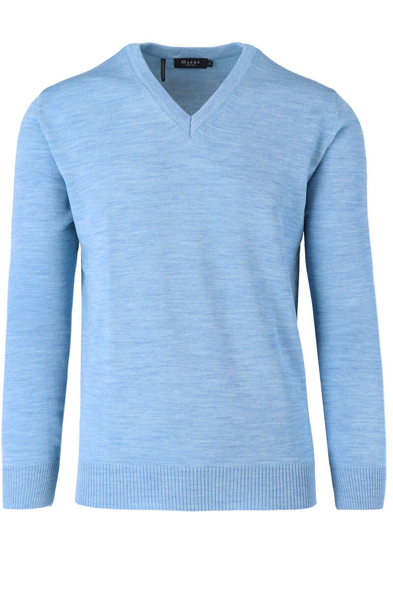 Maerz Classic Fit Pullover V-Ausschnitt hellblau, einfarbig 50 Maerz Classic Fit Pullover V-Ausschnitt hellblau, einfarbig 50