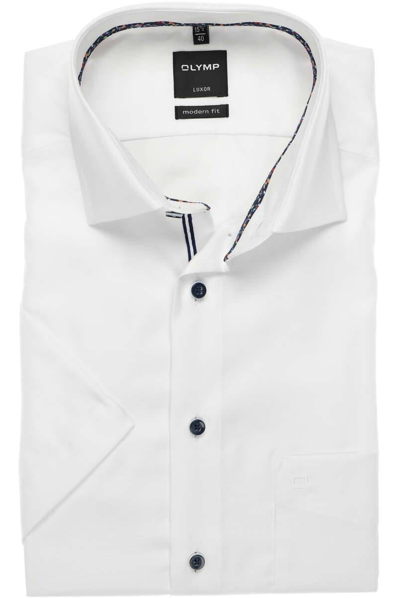 OLYMP Luxor modern fit Hemd Halbarm Struktur wei/ß