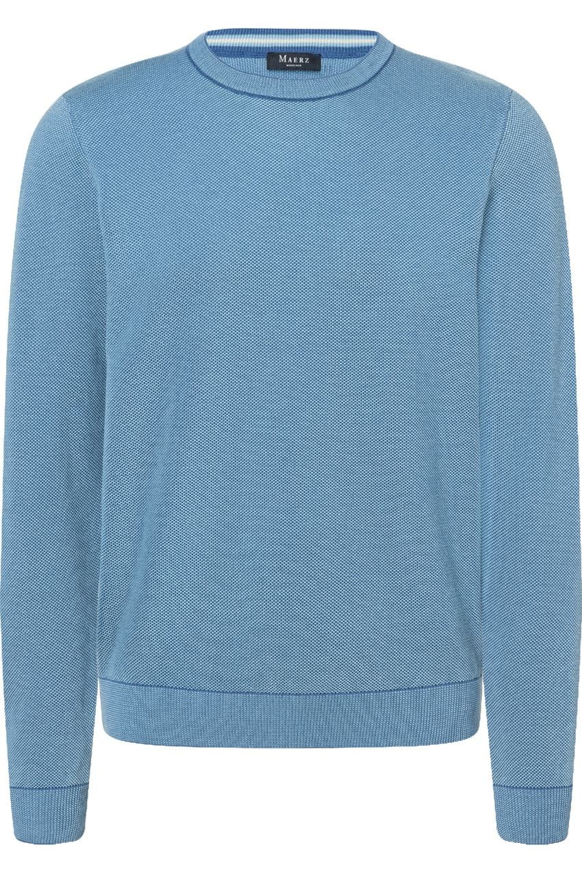 MAERZ Regular Fit Pullover Rundhals Shades Of Blue, Einfarbig 50