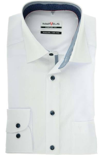 Marvelis Comfort Fit Hemd weiss, Einfarbig