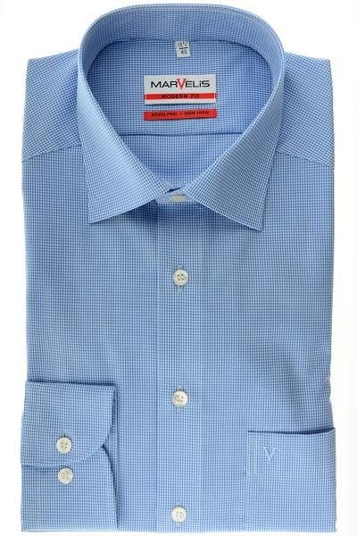 Marvelis Hemd - Modern Fit - blau/weiss, Vichykaro