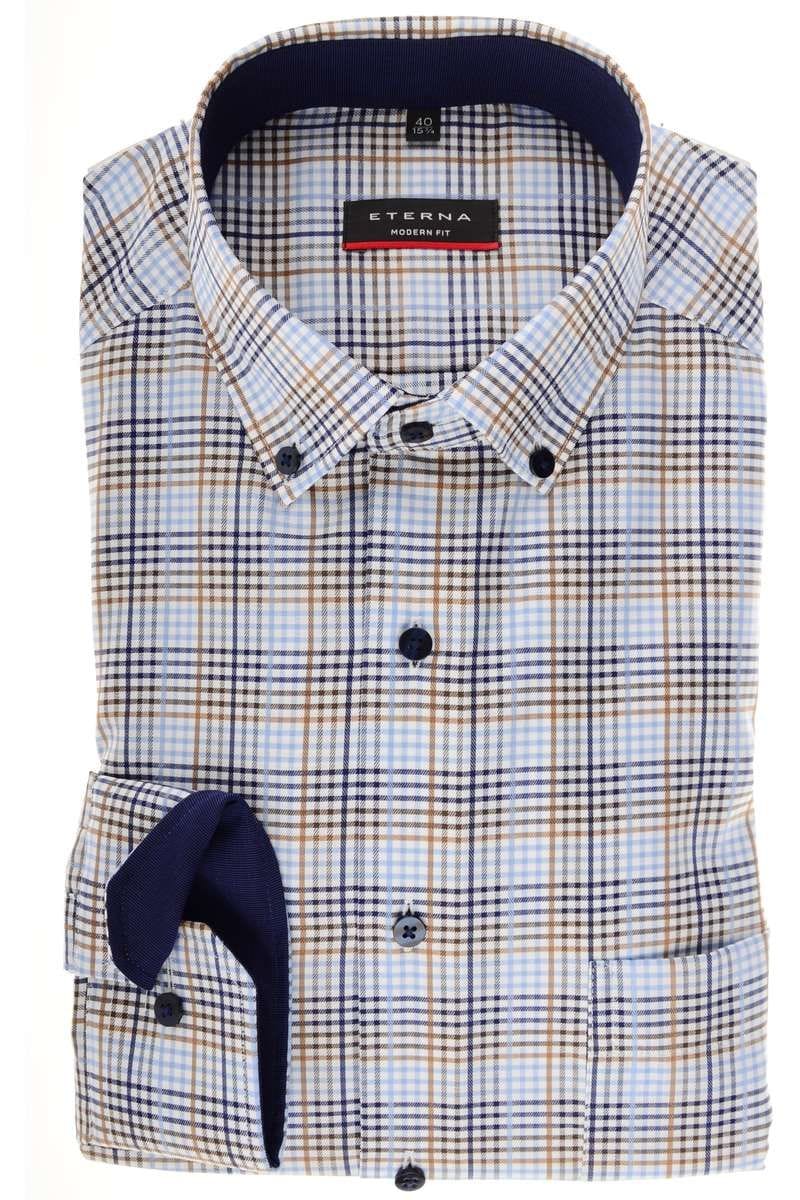 Eterna Long Sleeve Shirt Modern FIT Poplin Checked