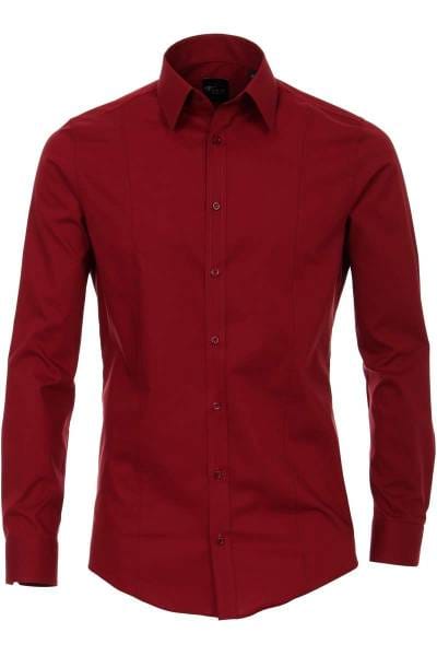 Venti Body Fit Hemd bordeaux, Einfarbig