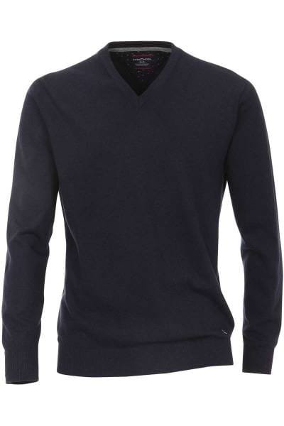 Casa Moda Strickpullover V-Ausschnitt dunkelblau, einfarbig